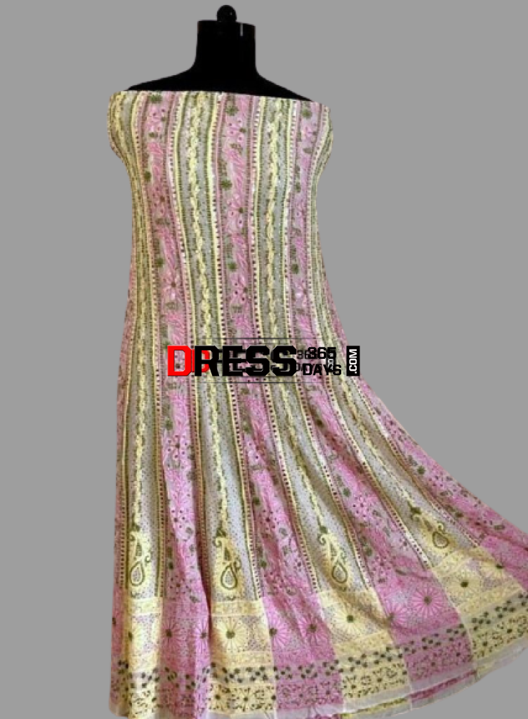 Multicolour Resham Chikankari Anarkali Suit