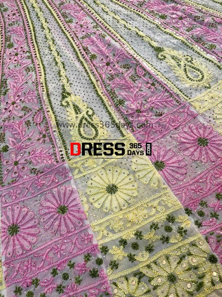 Multicolour Resham Chikankari Anarkali Suit