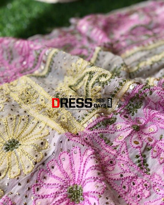 Multicolour Resham Chikankari Anarkali Suit