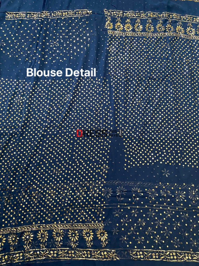 Navy Blue Mukaish Lehenga Set Kamdani
