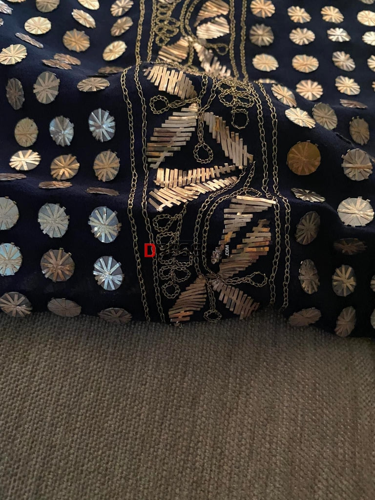 Navy Blue Pure Georgette Kamdani Suit Chikankari Suits