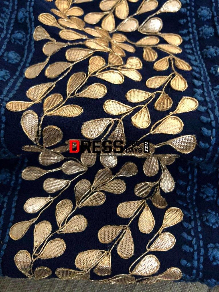 Navy Hand Embroidered Gota Patti Chikankari Suit Suits