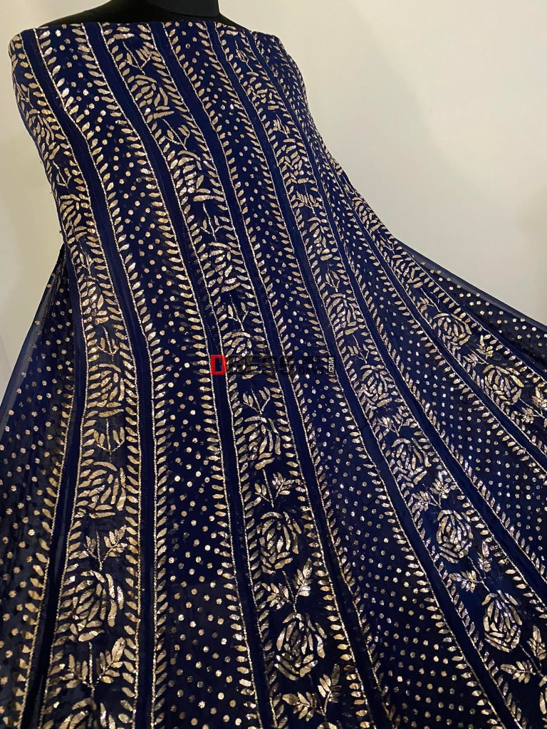 Navy Pure Georgette Kamdani Anarkali