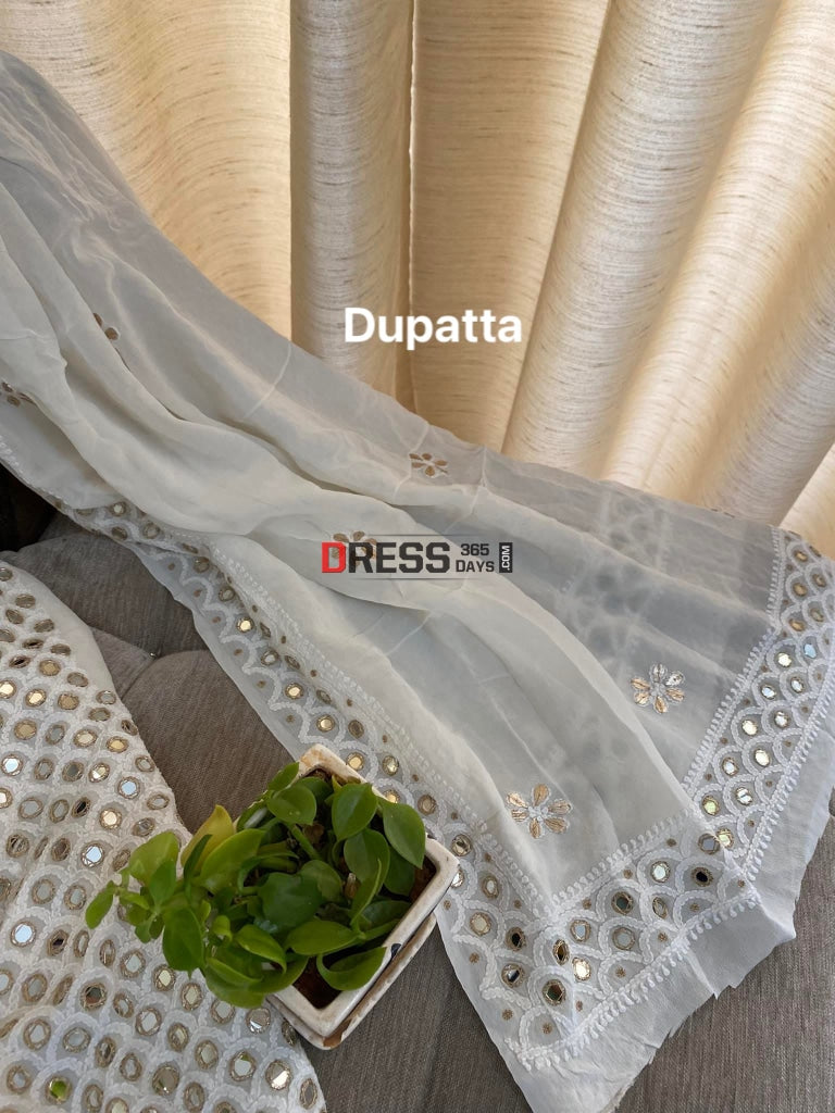 Neckline Ivory Mirror Chikankari Suit Suits