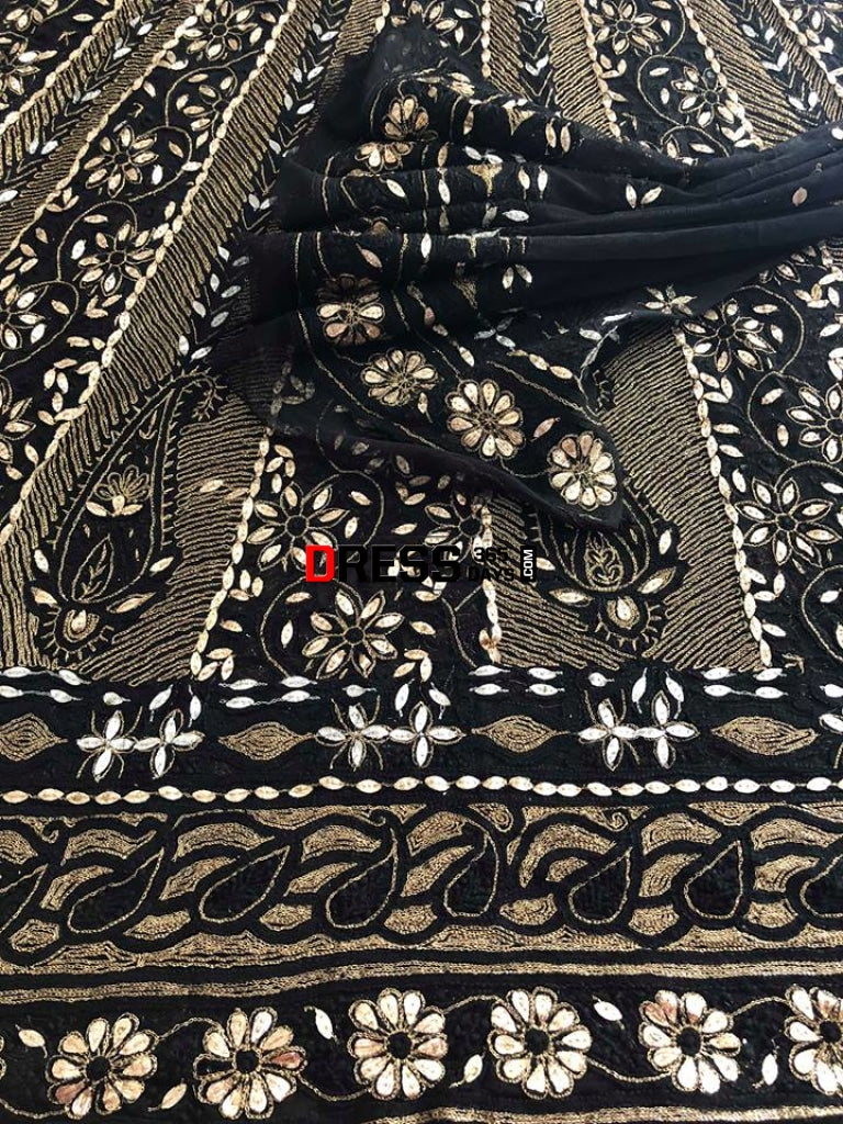 Net Chikankari Anarkali Suit With Gota Patti (Anarkali And Dupatta)