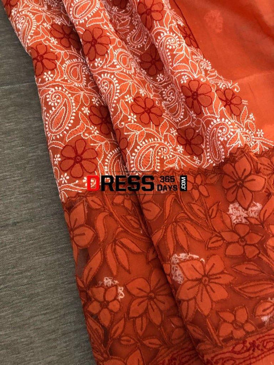 Net Daaman Cotton Chikankari Kurti Fabric