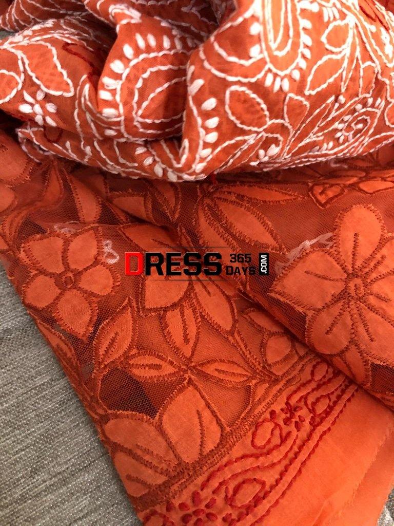 Net Daaman Cotton Chikankari Kurti Fabric