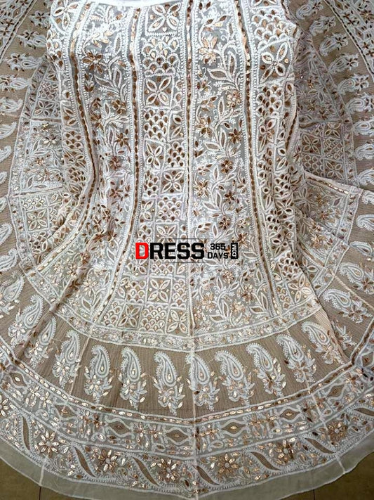 Off White Gota Patti Chikankari Lehenga Skirt (Only Skirt)