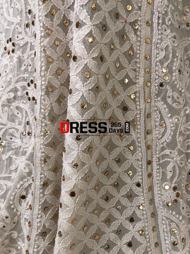 Off White Mukaish Chikankari Lehenga Skirt