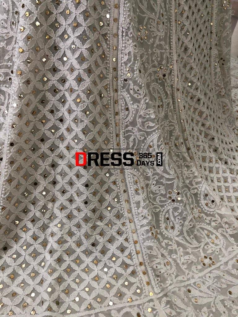 Off White Mukaish Chikankari Lehenga Skirt