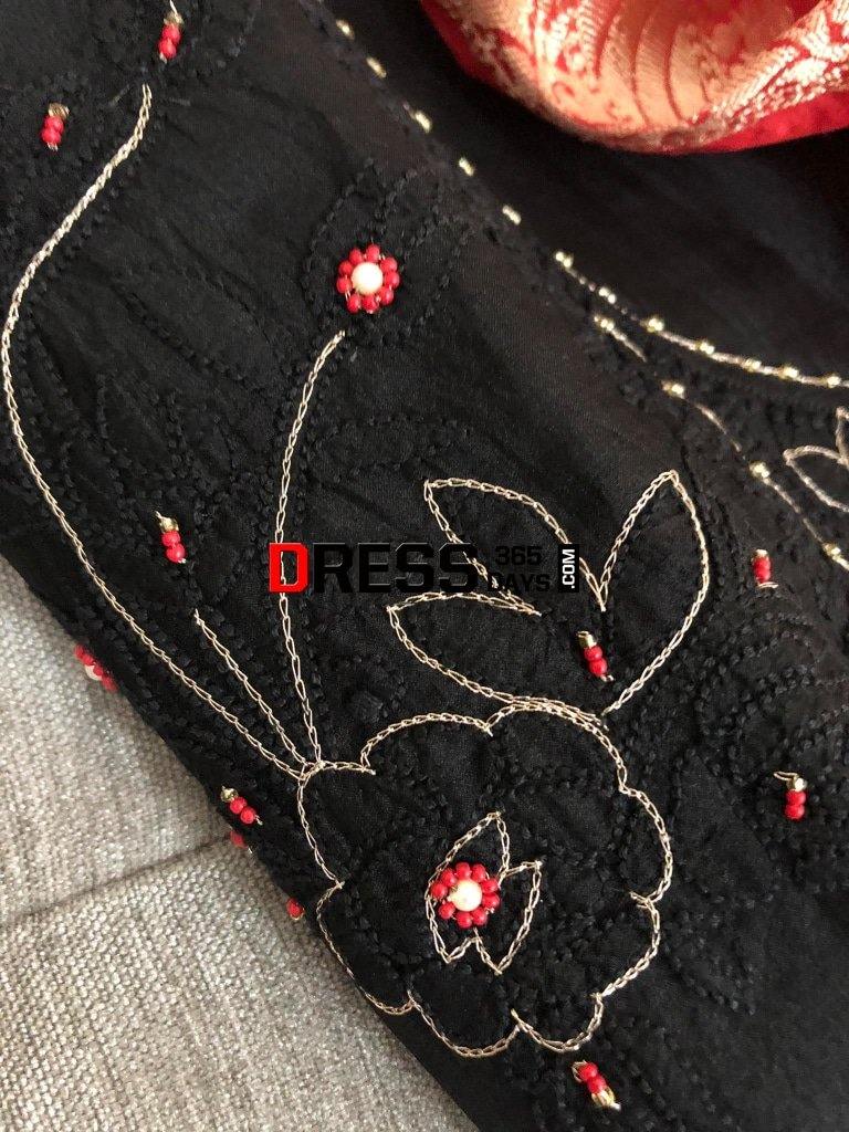 Organza Beads And Chikankari Suit With Heavy Banarasi Dupatta Suits