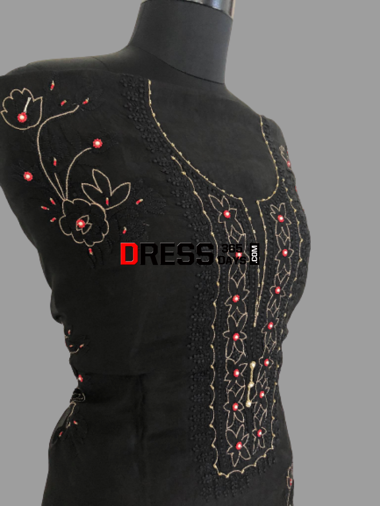 Organza Beads And Chikankari Suit With Heavy Banarasi Dupatta Suits