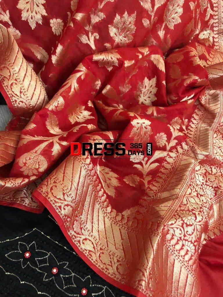 Organza Beads And Chikankari Suit With Heavy Banarasi Dupatta Suits
