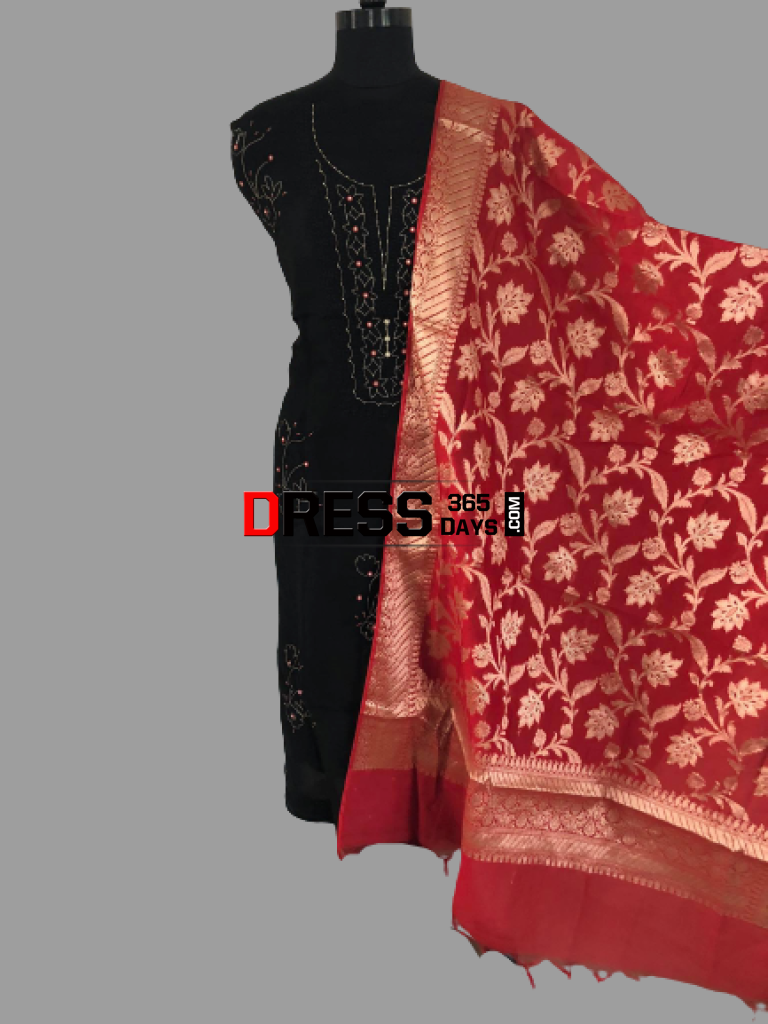 Organza Beads And Chikankari Suit With Heavy Banarasi Dupatta Suits