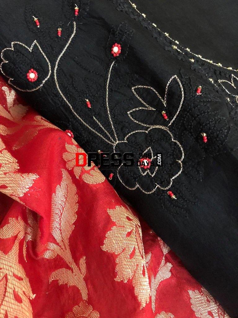 Organza Beads And Chikankari Suit With Heavy Banarasi Dupatta Suits
