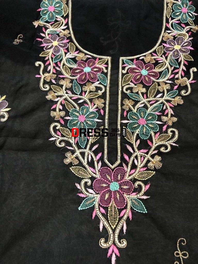 Organza Beads And Parsi Gara Suit Chikankari Suits