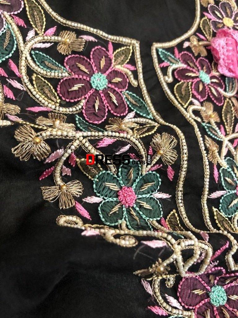 Organza Beads And Parsi Gara Suit Chikankari Suits