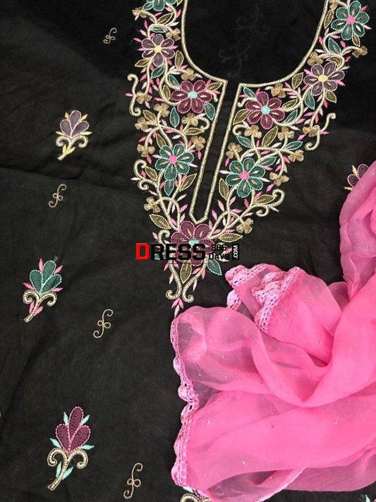 Organza Beads And Parsi Gara Suit Chikankari Suits