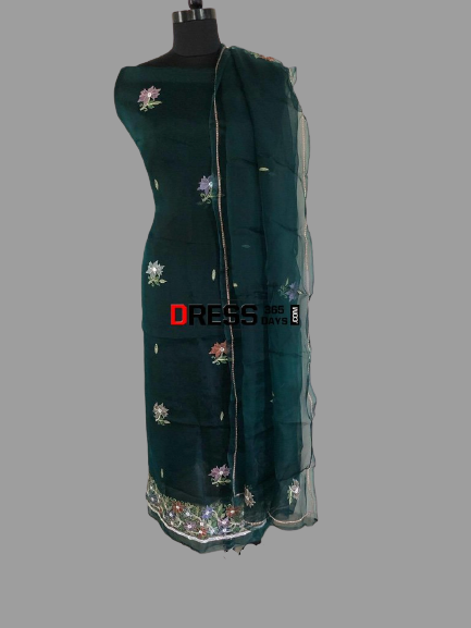 Organza Beads Chikankari Suit - Dress365days