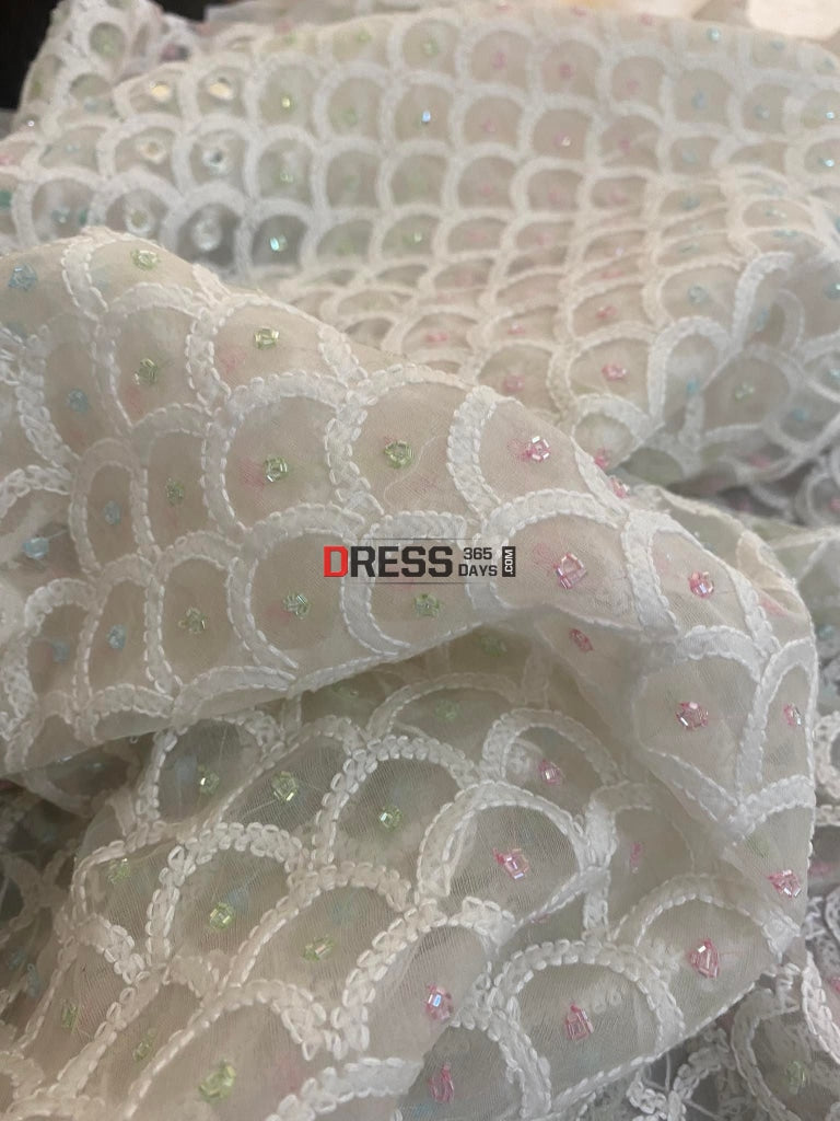 Organza Beads Work Lucknowi Dupatta Chikankari