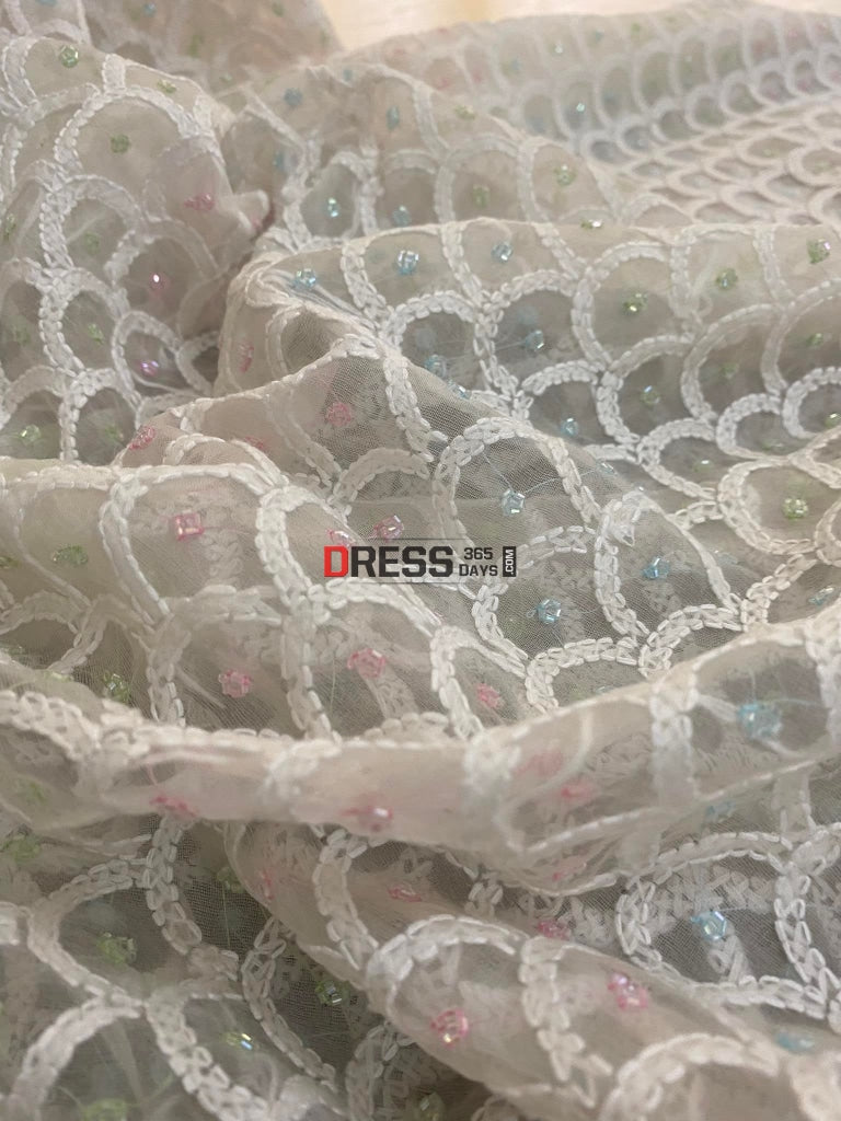 Organza Beads Work Lucknowi Dupatta Chikankari