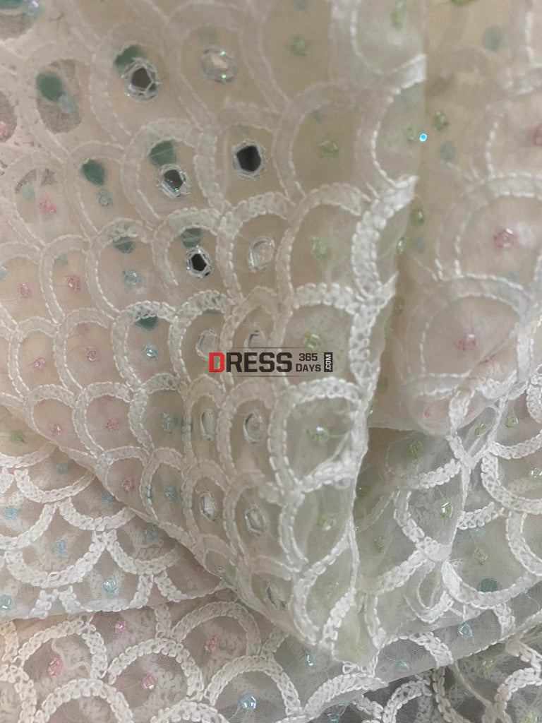 Organza Beads Work Lucknowi Dupatta Chikankari
