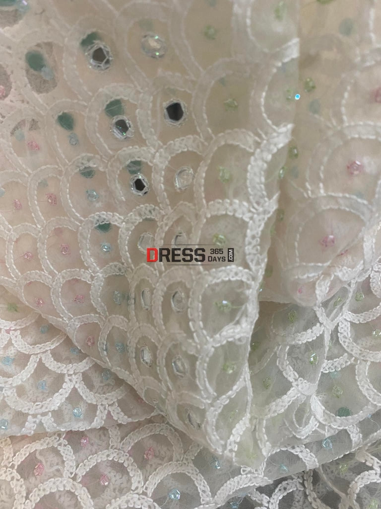 Organza Beads Work Lucknowi Dupatta Chikankari