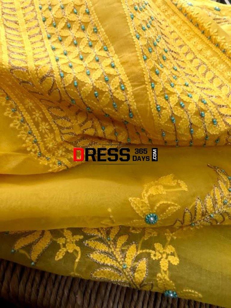 Organza Chikankari Beads Aari Zari Suit Suits