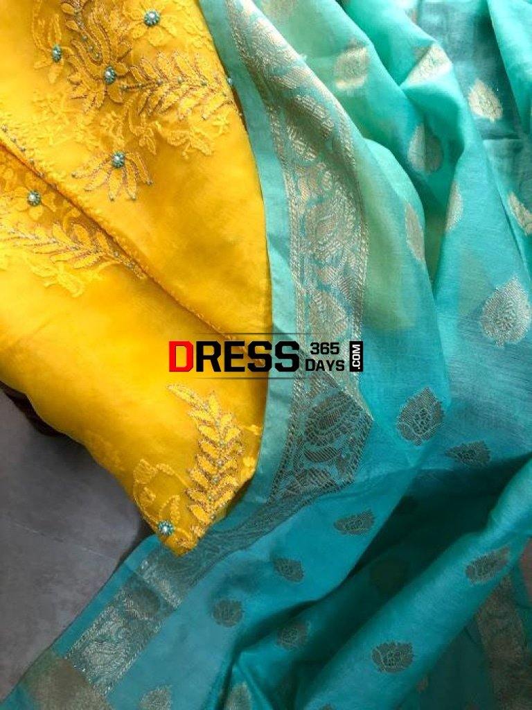 Organza Chikankari Beads Aari Zari Suit Suits