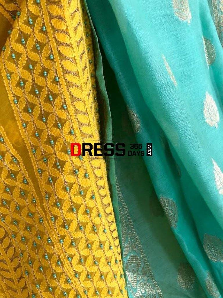 Organza Chikankari Beads Aari Zari Suit Suits