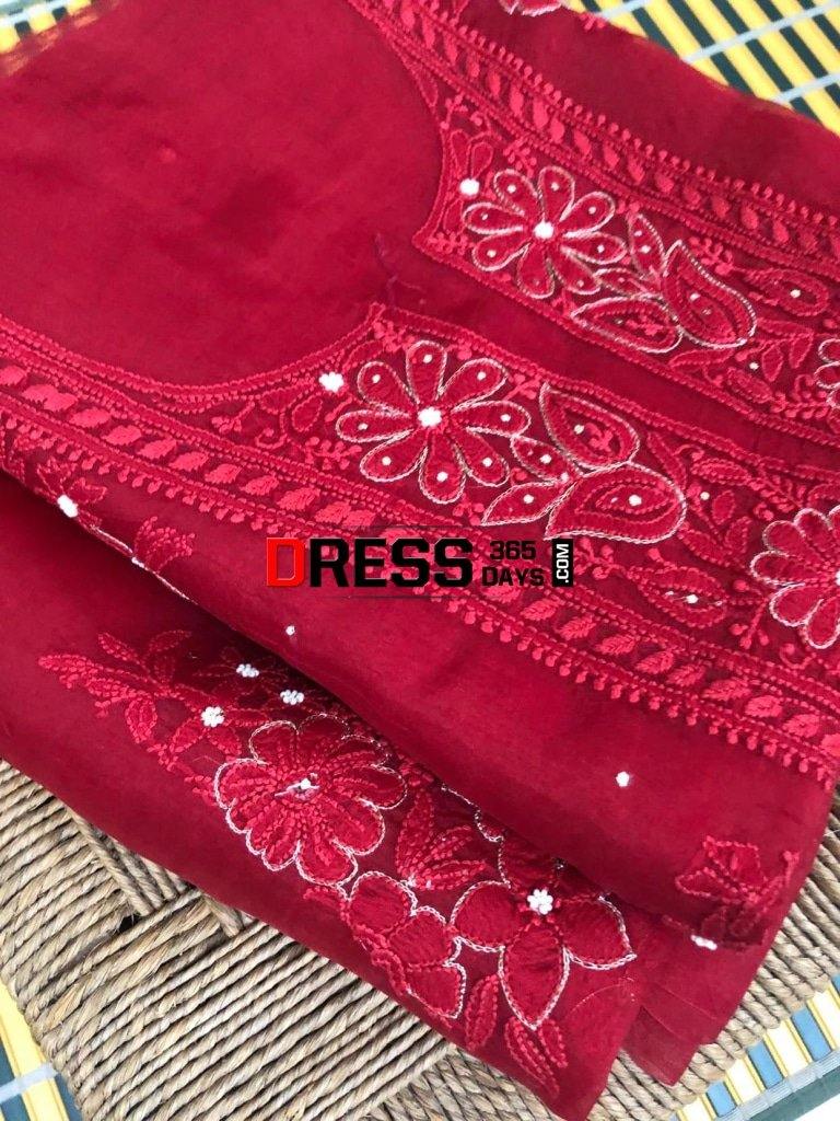 Organza Chikankari Beads And Aari Zari Suit Suits