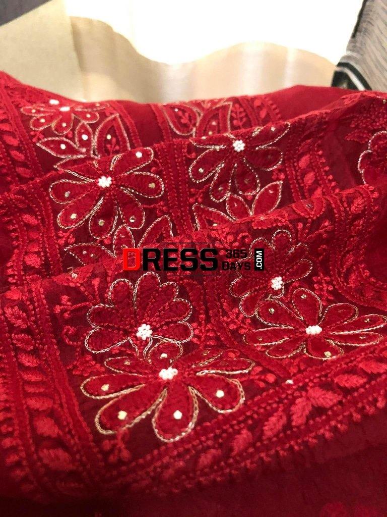 Organza Chikankari Beads And Aari Zari Suit Suits
