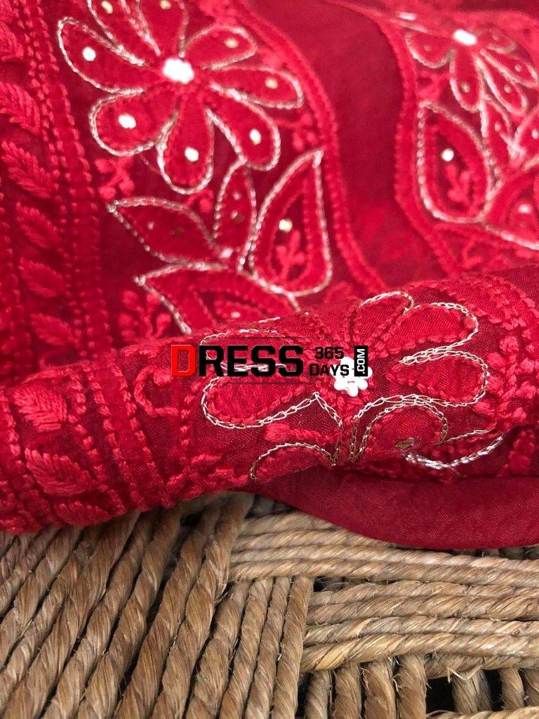 Organza Chikankari Beads And Aari Zari Suit Suits