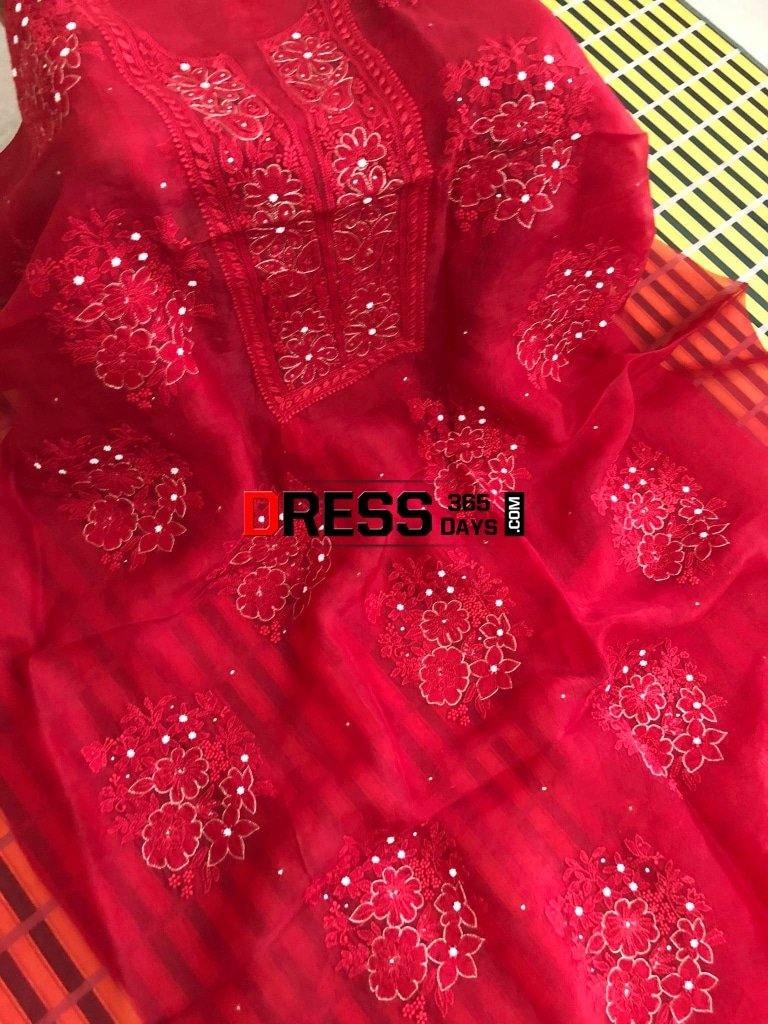 Organza Chikankari Beads And Aari Zari Suit Suits