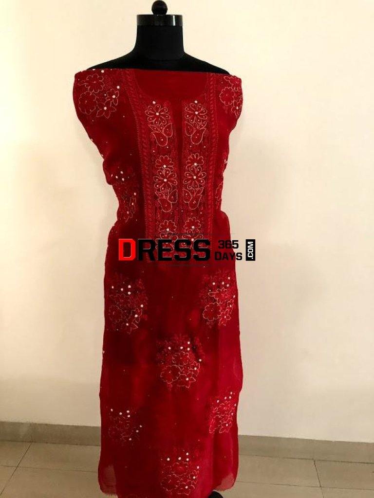 Organza Chikankari Beads And Aari Zari Suit Suits