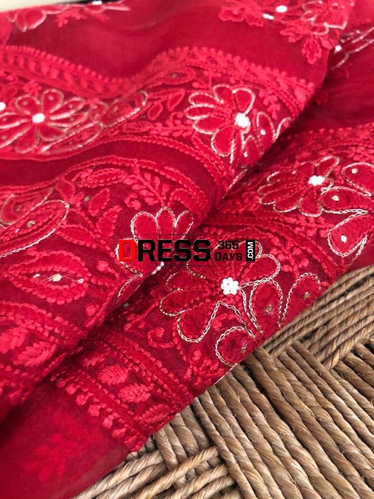 Organza Chikankari Beads And Aari Zari Suit Suits