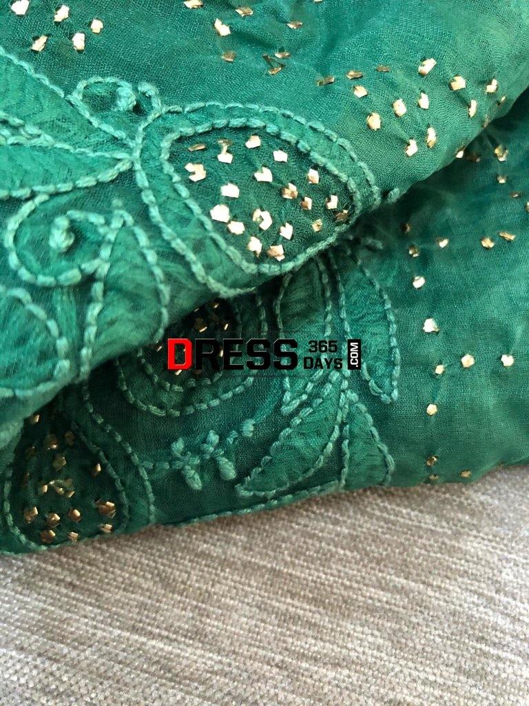 Organza Chikankari Suit With Mukaish Work Suits