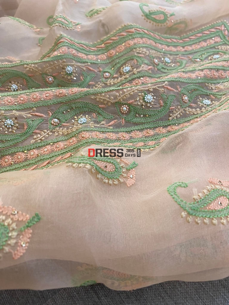 Organza Pearls Chikankari Suit Suits