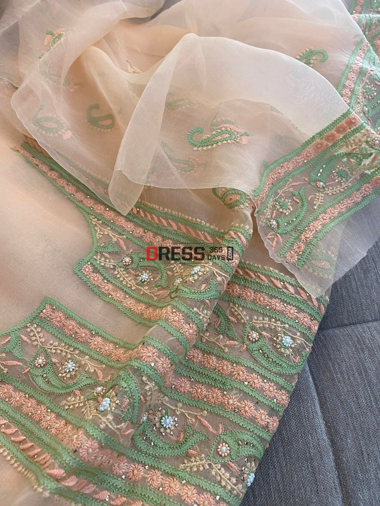 Organza Pearls Chikankari Suit Suits