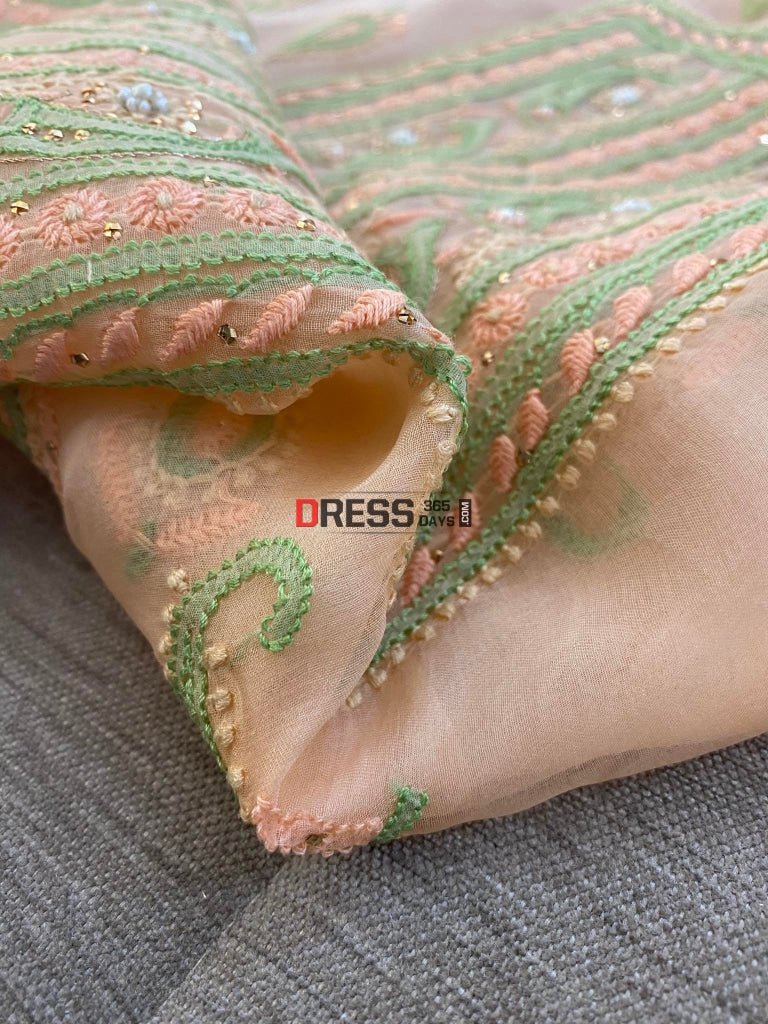 Organza Pearls Chikankari Suit Suits