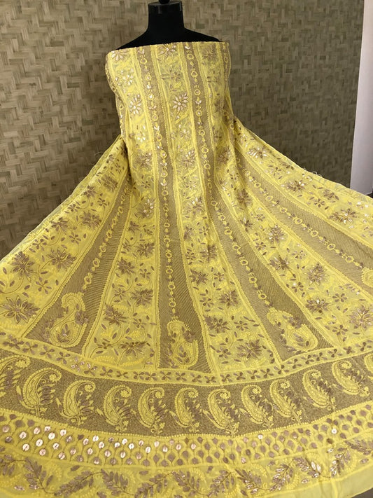 Viscose Georgette Gota Patti Chikan Anarkali Suit