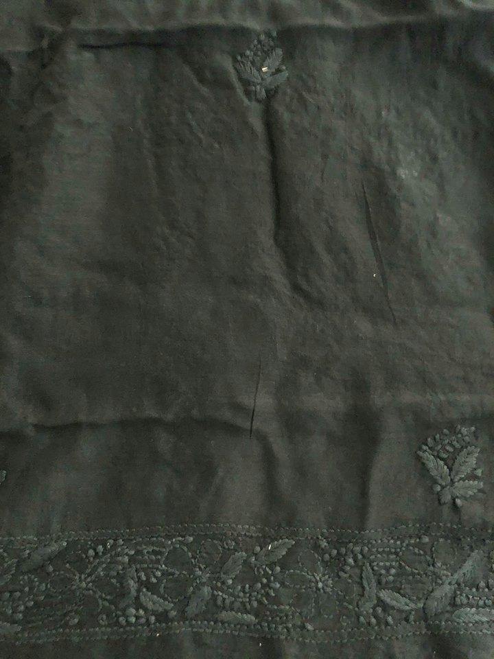Black Chanderi Chikan Work Suit - Dress365days