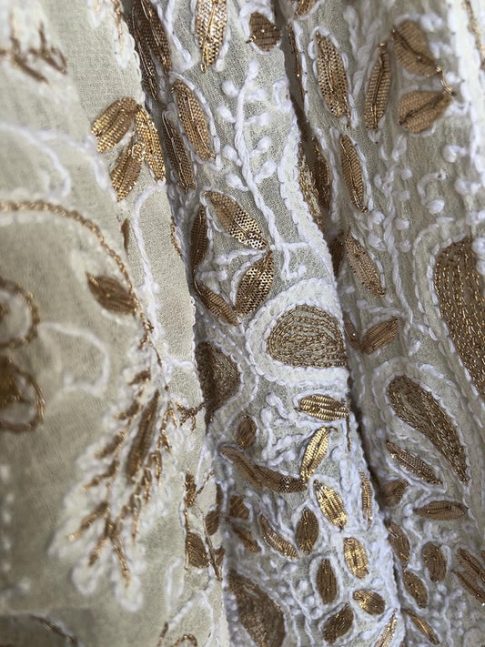 Off White Gota Patti Chikankari Lehenga Skirt (Only Skirt)