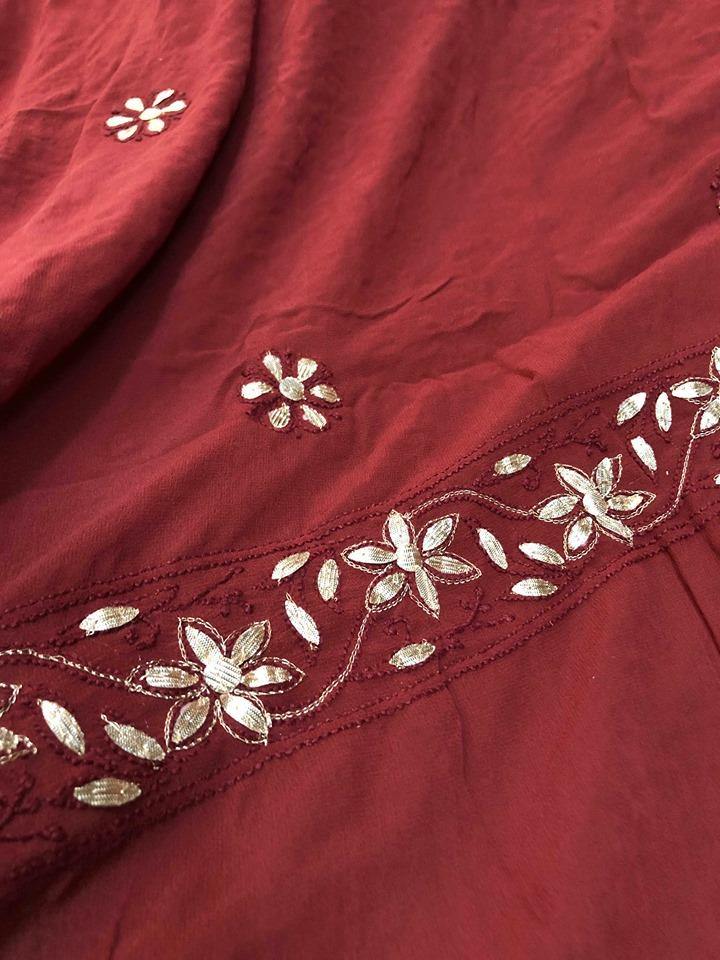 Dusty Maroon Gota Patti Work Chikankari Suit - Dress365days