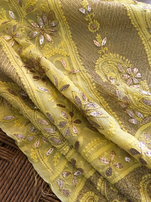 Viscose Georgette Gota Patti Chikan Anarkali Suit