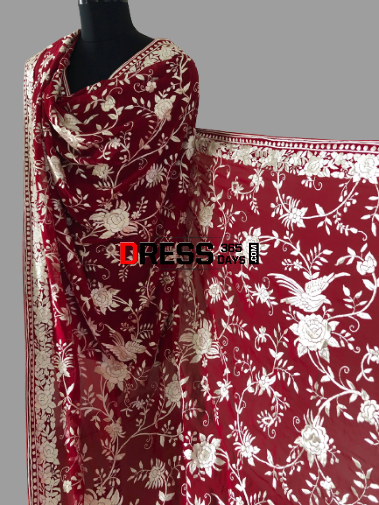 Parsi Gara Hand Embroidered Dupatta