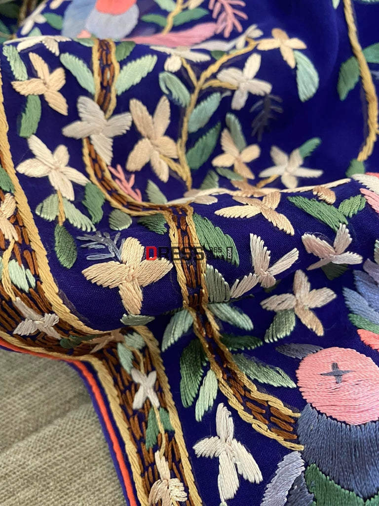 Parsi Gara Saree With Multicolour Embroidery