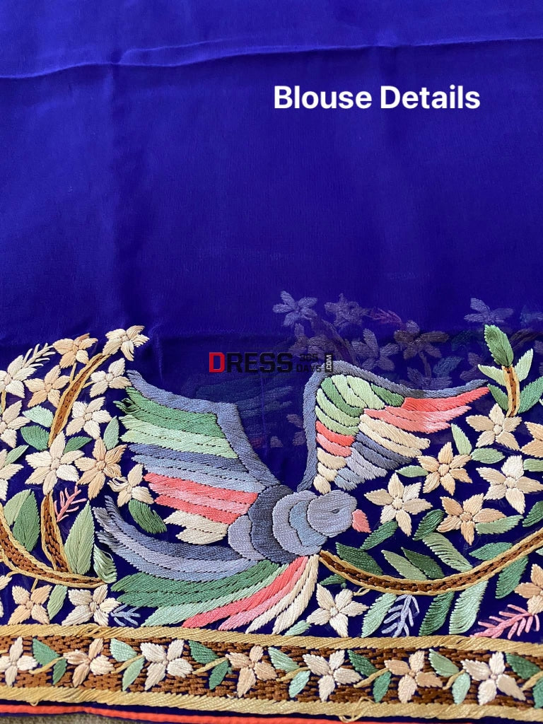 Parsi Gara Saree With Multicolour Embroidery