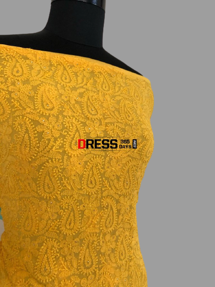 Yellow Parsi Gara Suit with Chikankari Embroidery - Dress365days