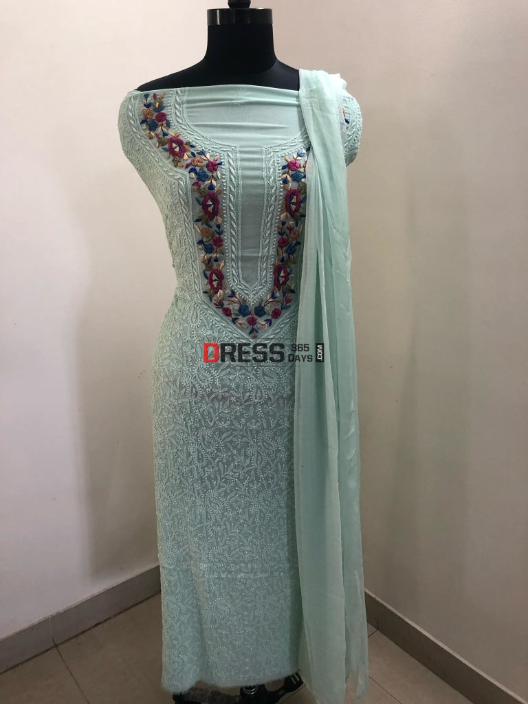 Parsi Neckline Chikankari Suit – Dress365days